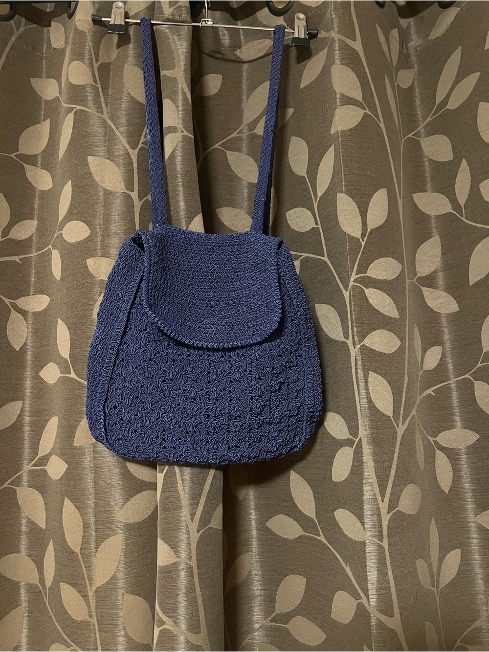 Handcrafted Navy Crochet Backpack - Stylish Everyday Tote